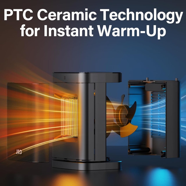 JRD PTC Space Heater with 80°Oscillation, Thermostat, Remote - photo 3