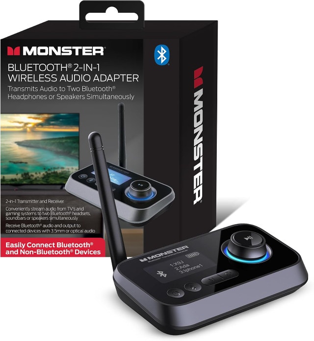Monster Bluetooth 2 In 1 Wireless Audio Adapter - Black