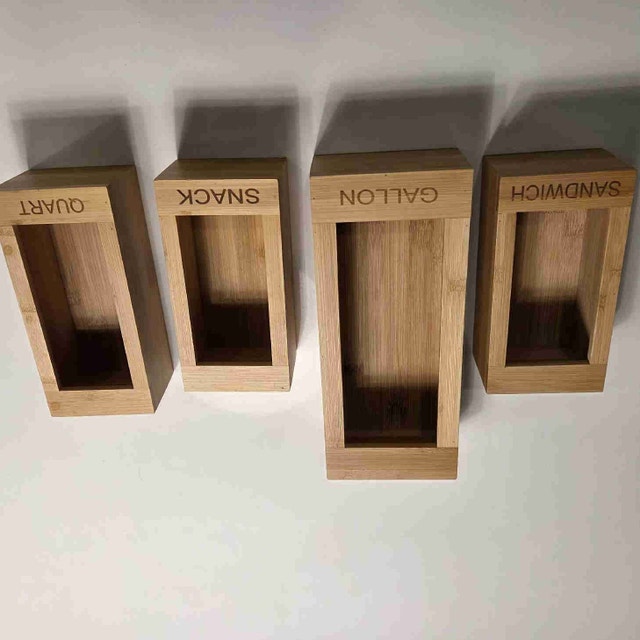 4-Piece Bamboo Food Storage Bag Organizer Set