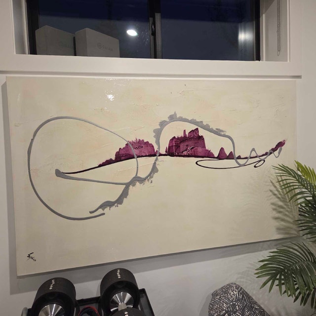 Large 60x36 Original Abstract Canvas Wall Art – Neutral, Plum - photo 3