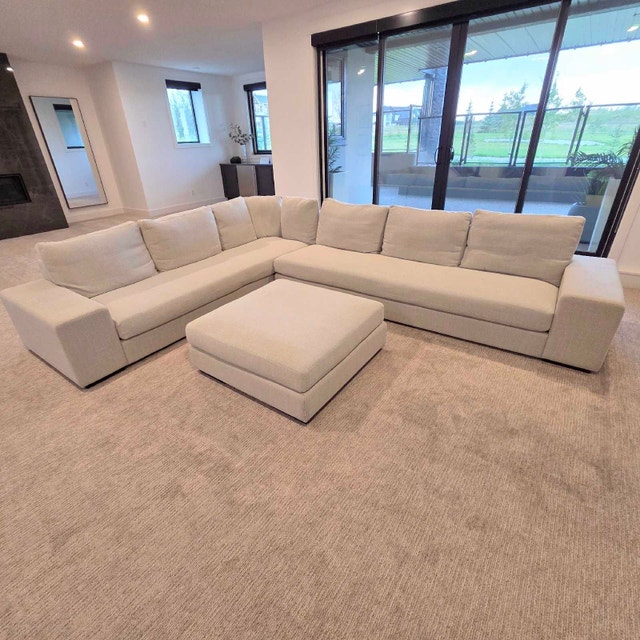 Showhome Custom Sectional Sofa + Large Ottoman (Down-Filled)