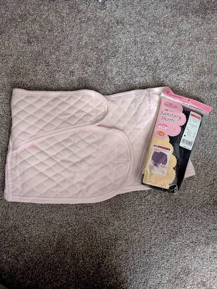 C-section belly band (used) & postpartum underwear (new)