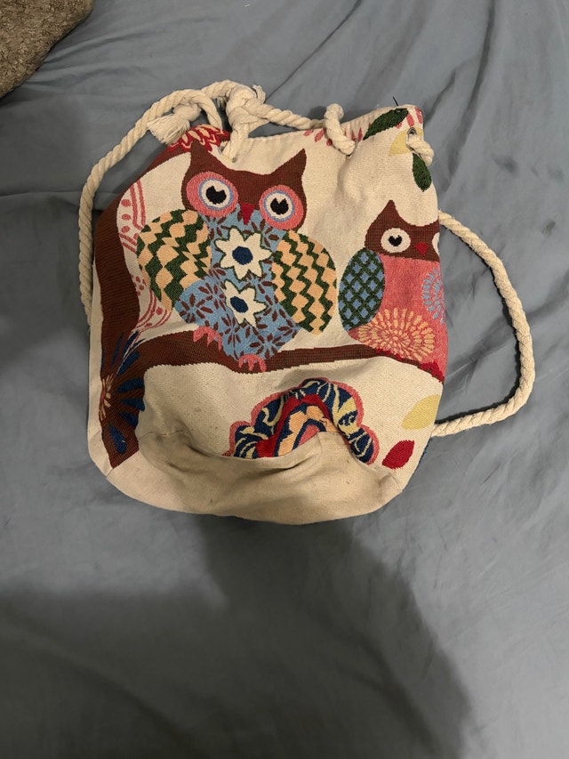 Owl Tapestry Drawstring Backpack