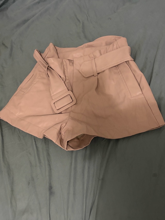 Revamped Pink Faux Leather Shorts