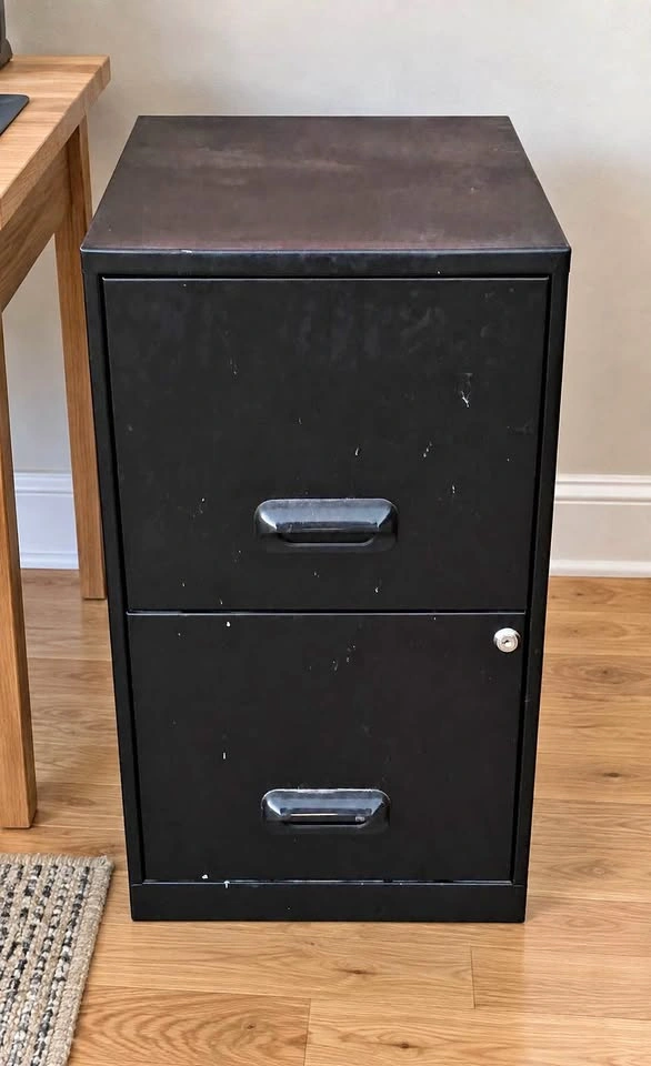 Black 2-Drawer Metal Filing Cabinet — Delivery Available