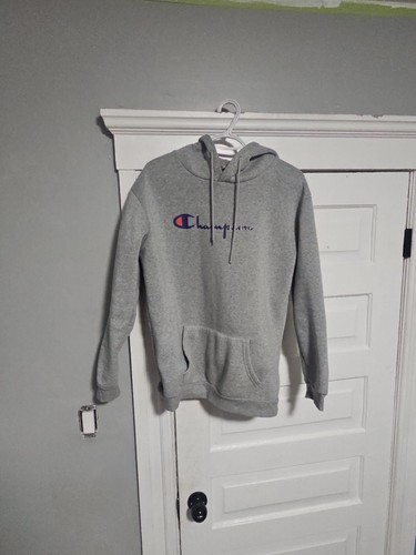 Champion Script Logo Gray Hoodie