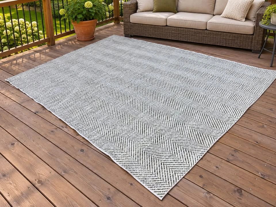 Brand New Large Patio Rug Herringbone Pattern