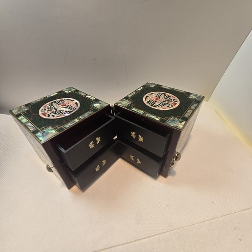 Korean Mother of Pearl Enamel Jewelry Box 4 Drawers - photo 2