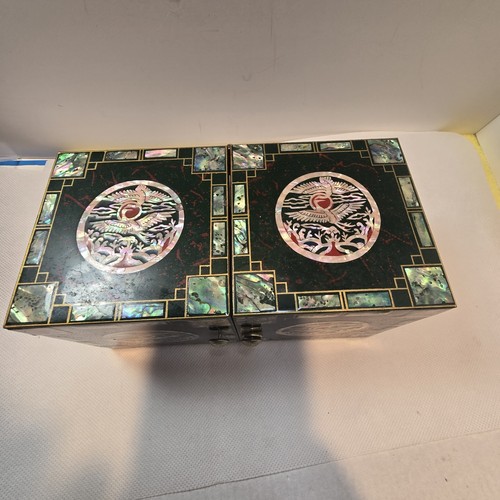 Korean Mother of Pearl Enamel Jewelry Box 4 Drawers - photo 3