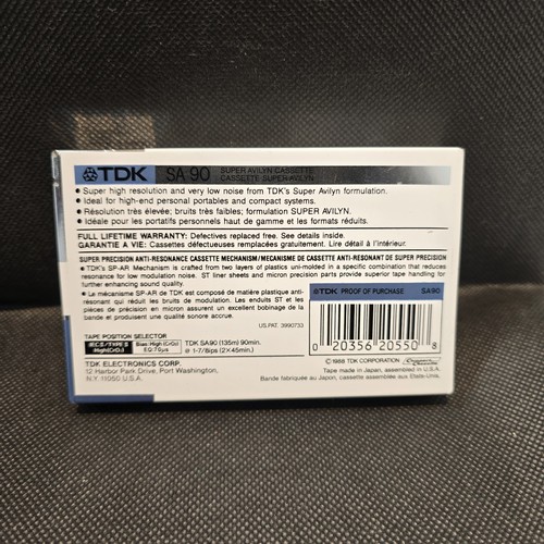 TDK SA 90 Blank Cassette Tape 1988 Japan Super High Resolution T - photo 2