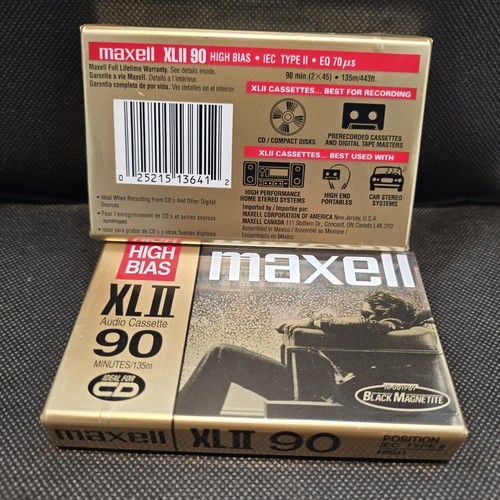 2 Maxell XL-II 90-minute Blank Audio Cassette. New and Sealed - photo 2