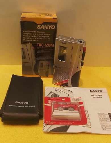 Sanyo TRC-530M Handheld Microcassette Voice Recorder. Boxed