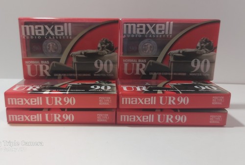 Lot of 6 Maxell UR 90 Audio Cassette Tapes Normal BIAS New