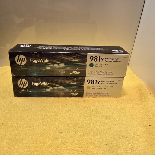2 Pk Genuine HP 981Y Cyan & Yellow Extra High Yield Ink