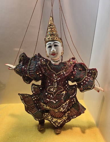 Vintage Thai Marionette String Puppet Wooden Asian Handmade