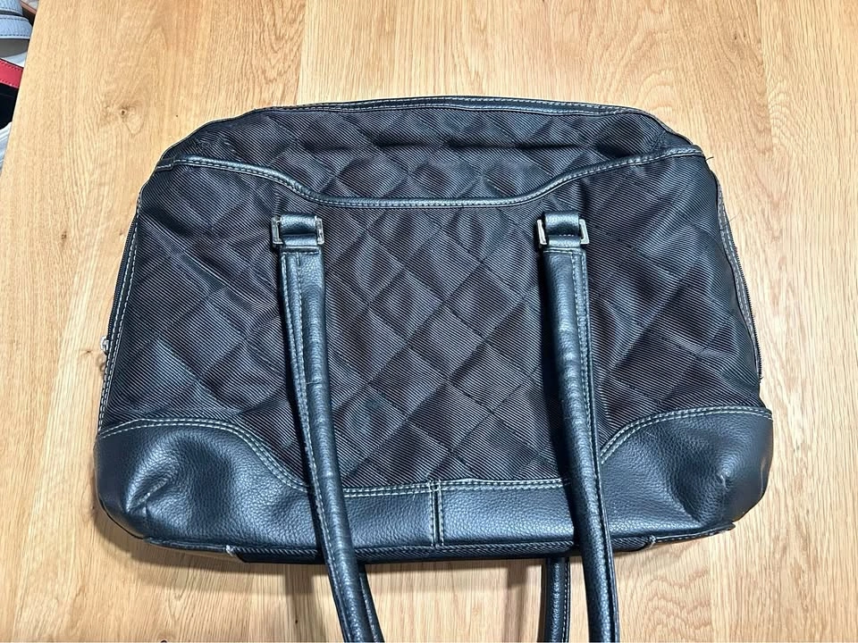 Black Quilted Laptop Tote Bag