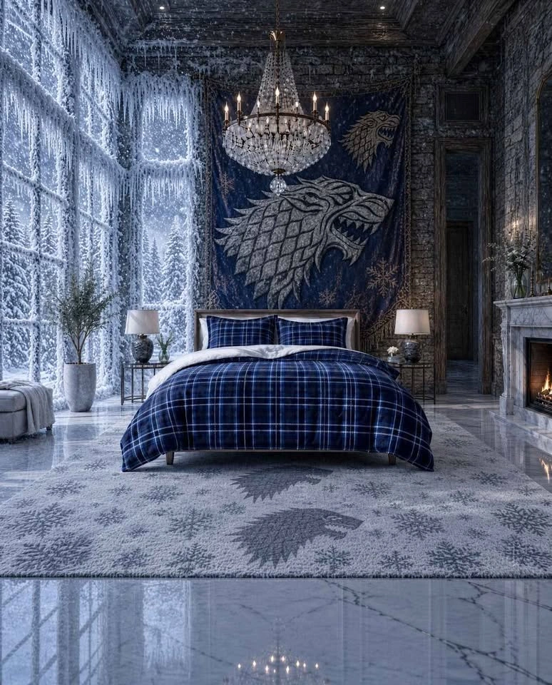 Winter is Coming — King Navy Plaid Sherpa Comforter Set - photo 5