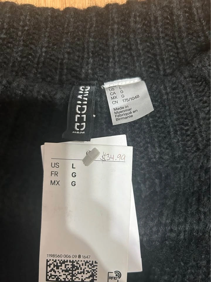 H&M Divided Black Knit Sweater Size L - photo 2