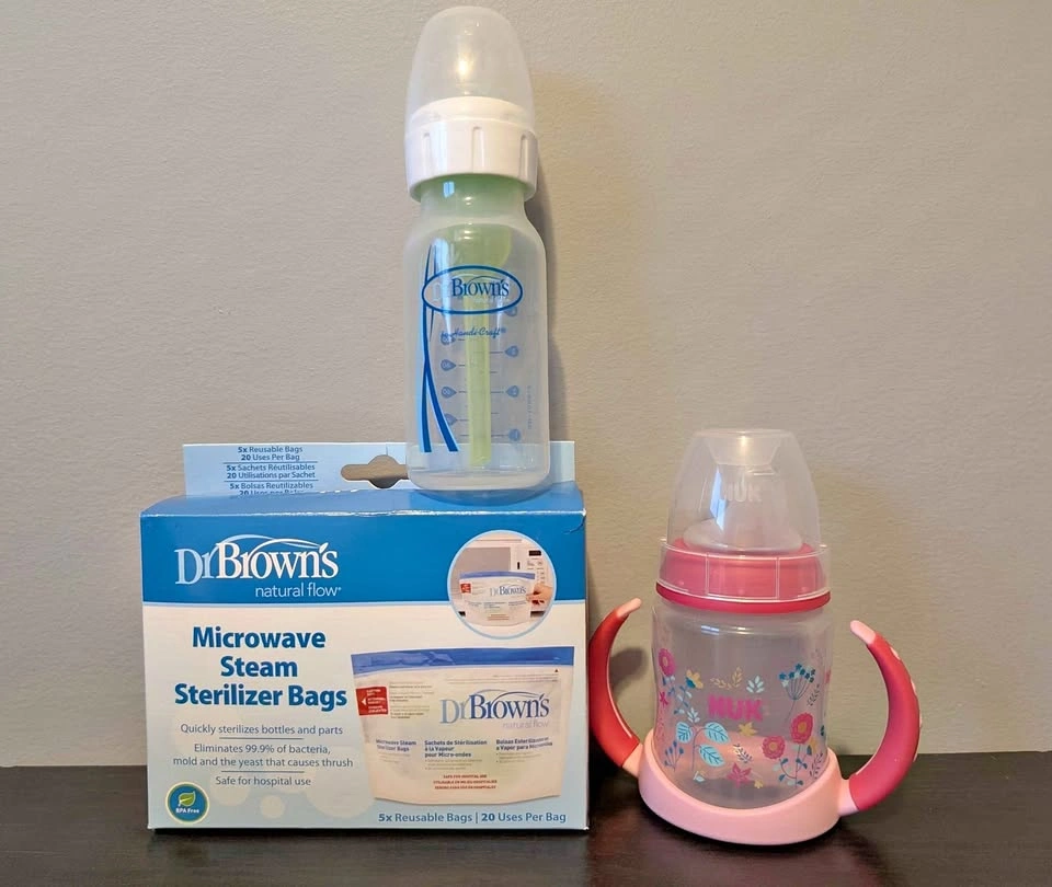 Microwave Sterilizer Bags, Bottle & Sippy Cup Baby Bundle