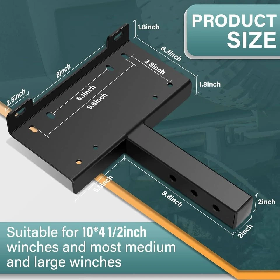 Hitch Receiver Mount 10 x 4 1/2 Winch Mount for 2" Receiver - photo 2