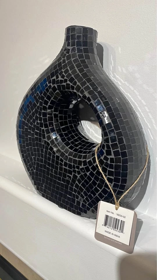Glass Vase | Ecomix Home Decor - Black - Modern Mosaic Glass