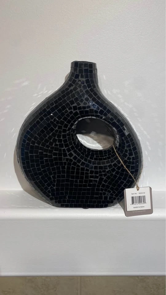 Glass Vase | Ecomix Home Decor - Black - Modern Mosaic Glass - photo 2