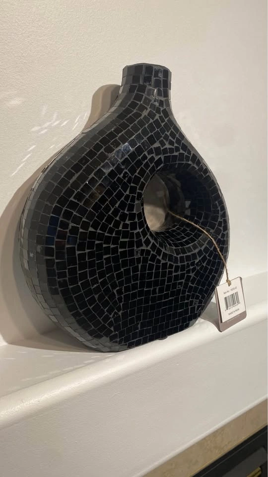 Glass Vase | Ecomix Home Decor - Black - Modern Mosaic Glass - photo 3