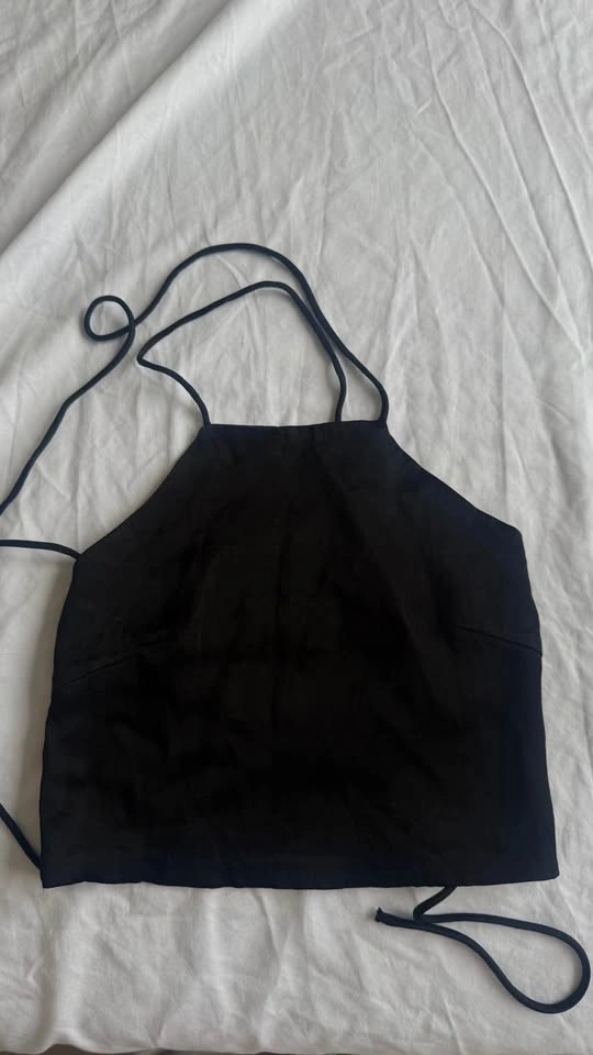 ZARA SATIN EFFECT OPEN BACK CROP TOP MEDIUM - photo 4