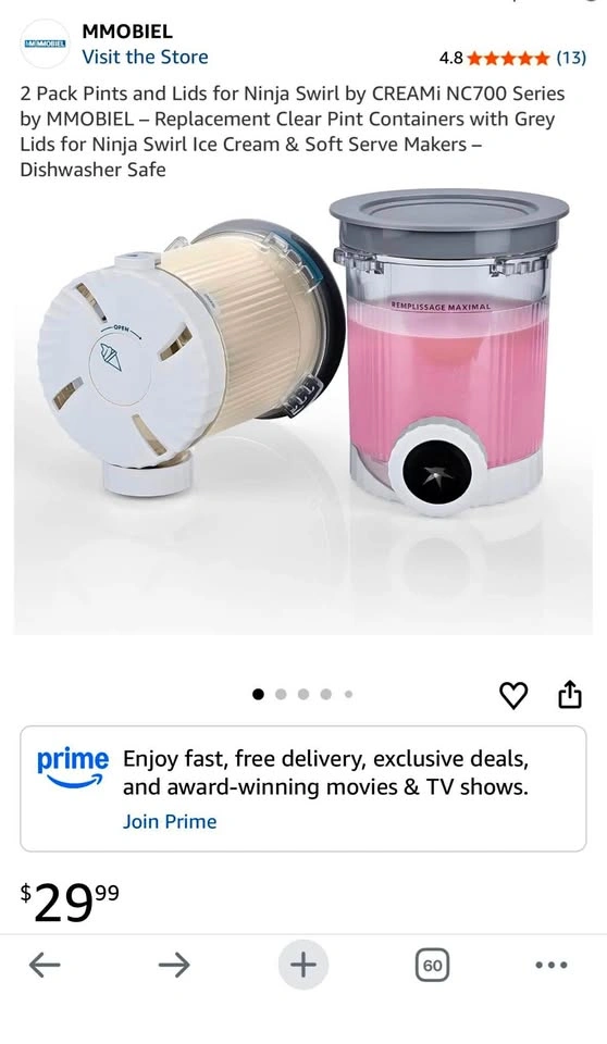 2 Pack Pints and Lids for Ninja CREAMi NC700 Series