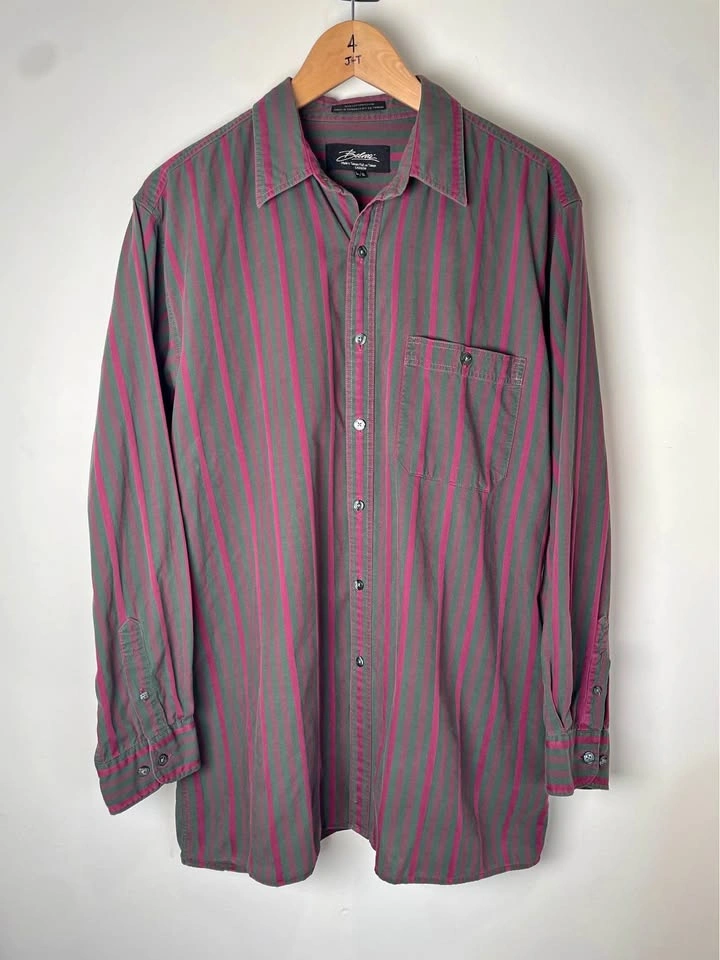 Vintage Belotti Striped Long Sleeve Button-Down Shirt