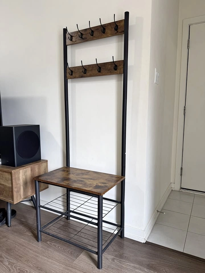 Shoe rack with coat hanger