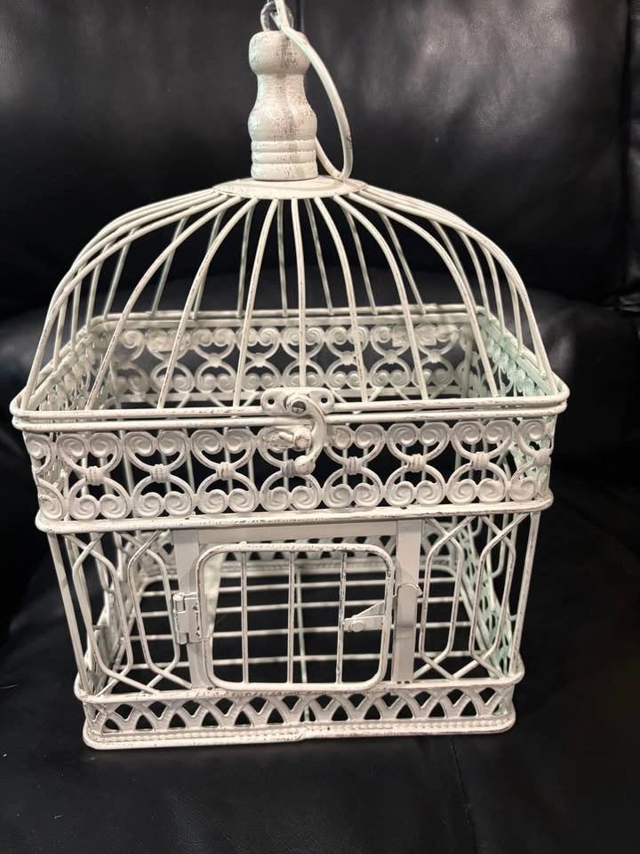 Set of 3 Decorative White Metal Birdcages – Vintage Wedding/Home - photo 2