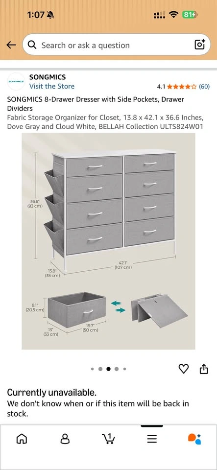 SONGMICS 8-Drawer Dresser with Side Pockets - photo 4