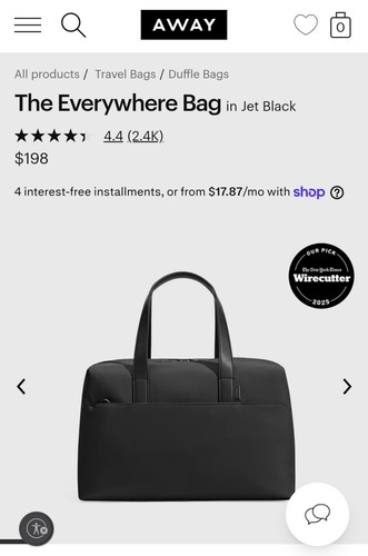 Away Everyday Bag Jet Black great condition Travel Bag
