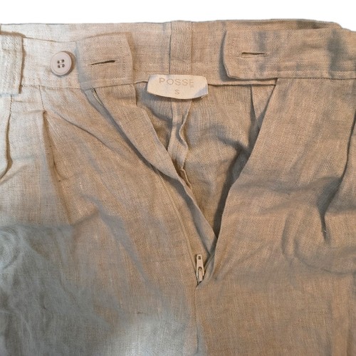 Exclusive Pierre Pleated Linen Posse Wide-Leg Trousers Size S - photo 4