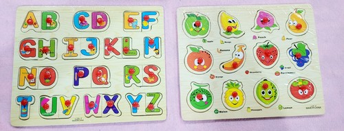 Wooden Alphabet and Fruits Puzzle Board Set - photo 3