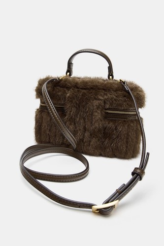 ZARA Woman Faux Fur Rigid Bag with Hamster Toy Brown - photo 3