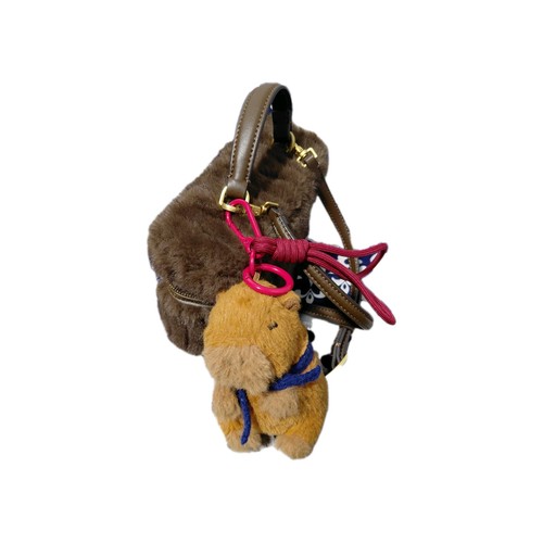 ZARA Woman Faux Fur Rigid Bag with Hamster Toy Brown - photo 4