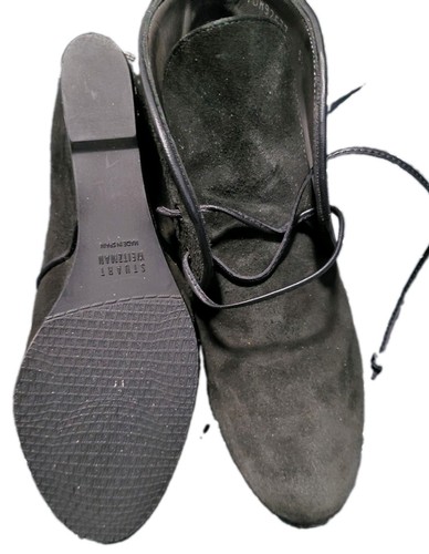 Stuart Weitzman Kalahari Lace Up Wedge Suede Booties Black size - photo 5