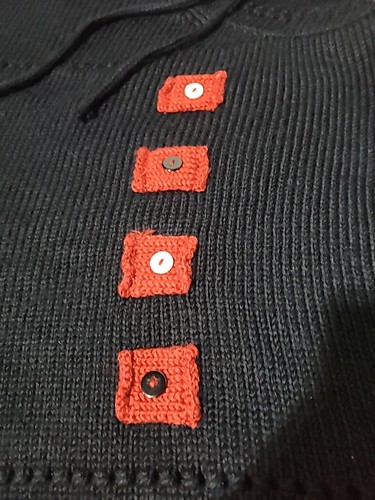 Exotic Hand Knitted Wool Crochet Poncho Black And Red - photo 2