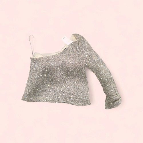 MANGO Xena Asymmetric Sequin Top Large New W/ Tags - photo 5