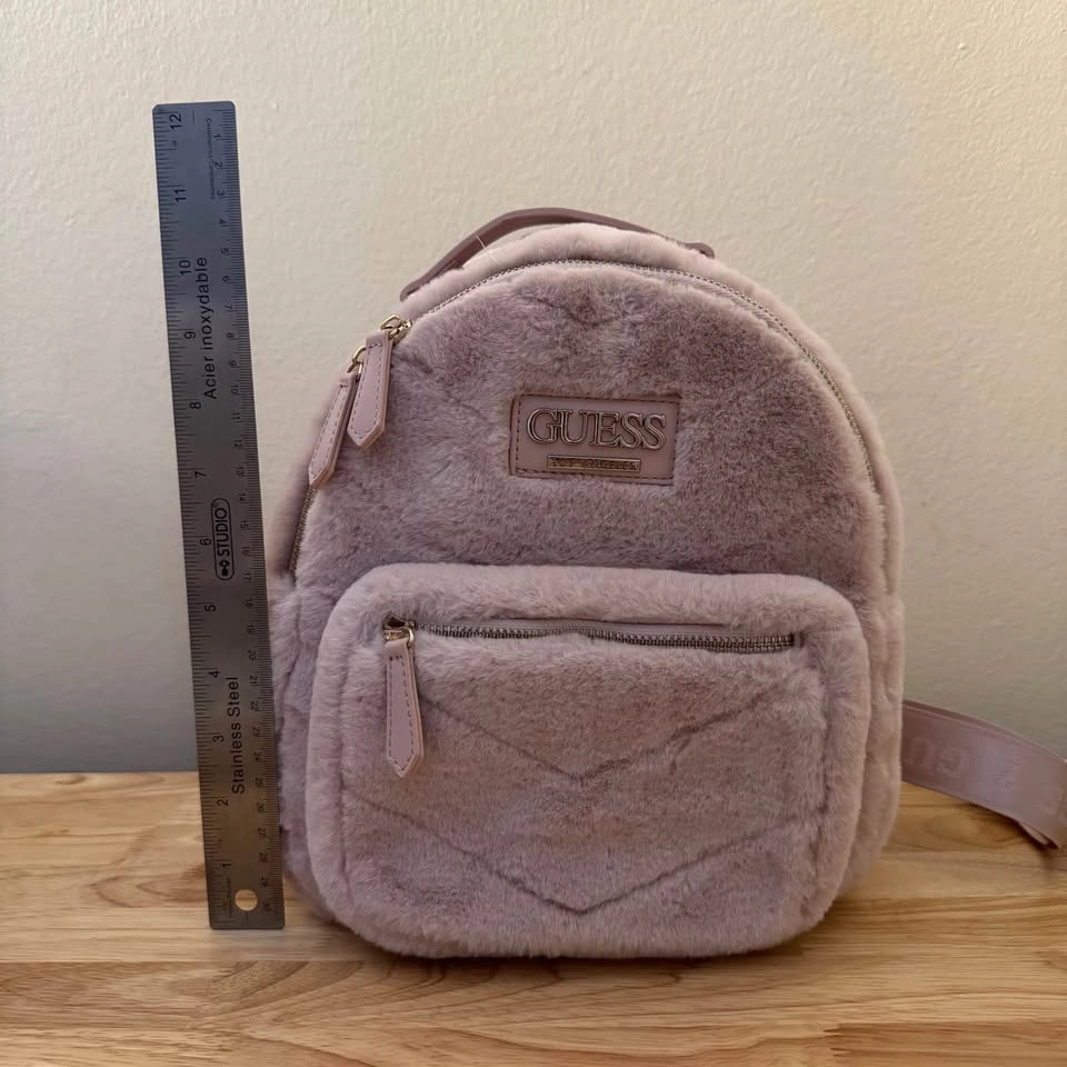 New Guess Blush Pink Faux Fur Mini Backpack - Unused - photo 3