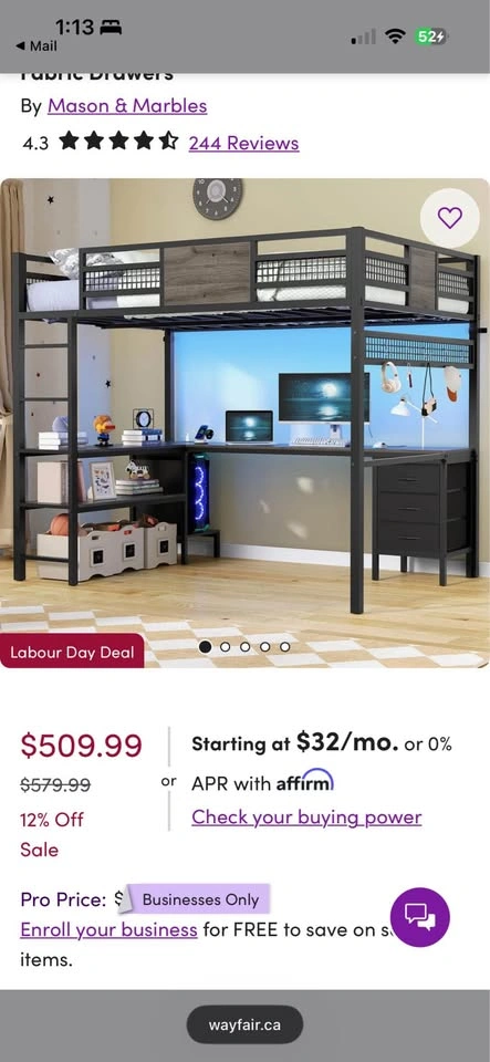 Double loft desk bed frame (just the frame) - photo 2