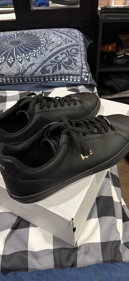 Lacoste Men’s Leather Sneakers - Black Size 12 - photo 2