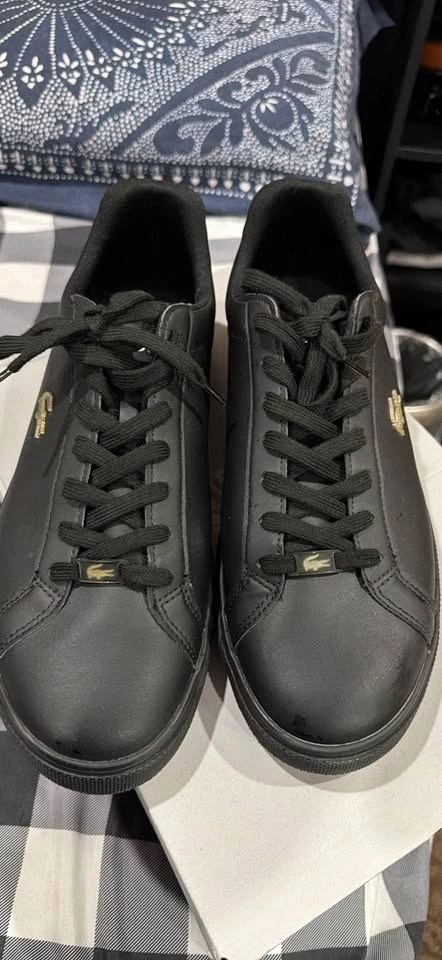 Lacoste Men’s Leather Sneakers - Black Size 12 - photo 3