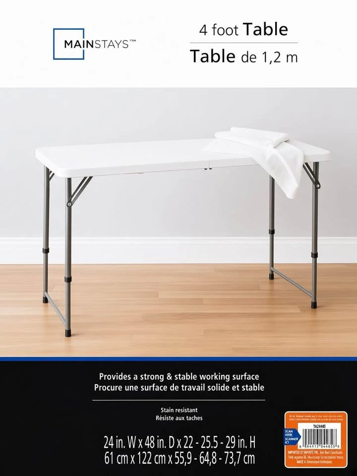 Mainstays 4 Foot Folding Table - photo 3
