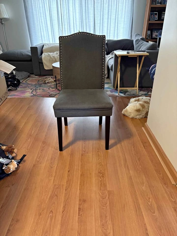 Charcoal Grey Nailhead Trim Dining Chair set of six