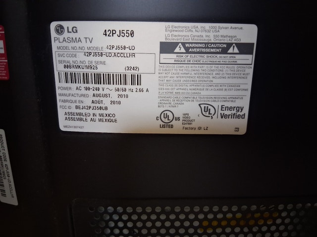 42" LG Plasma TV - photo 4
