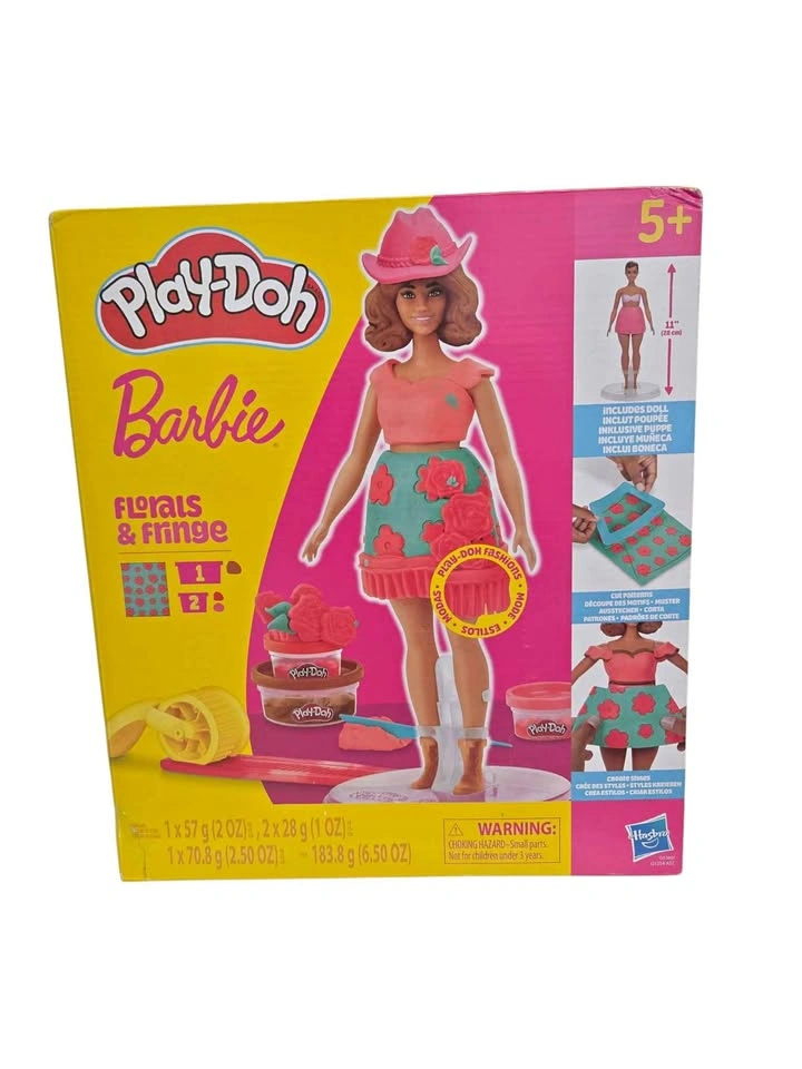 Play-Doh Barbie Florals & Fringe Fashion Design Set • Doll Inclu