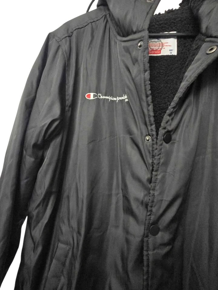 Champion x Supreme Black Hooded Jacket – Fleece Lined – 22x36 - photo 3